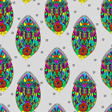 Beautiful bright stylish pattern at base with abstract feathers. Stock Illustration