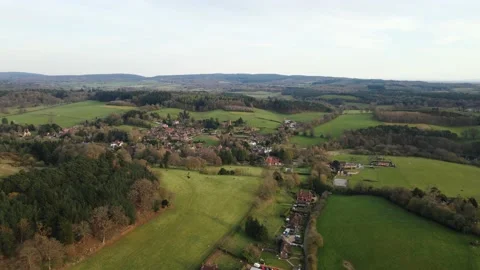 Beautiful British North Wales patchwork countryside rural misty farmland land Stock Footage 152817044