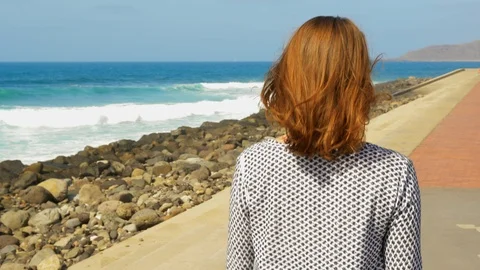 Beautiful brunette model walking Stock Footage 107680932