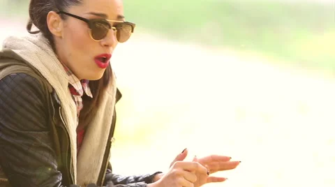 Beautiful brunette woman singing Stock Footage 59556585