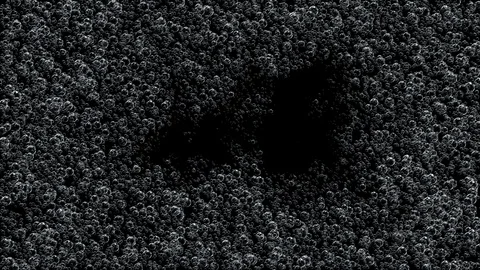 Beautiful Bubbles Cloud Mass Growing from Edges to Center of the Screen on Black Видео 129901222