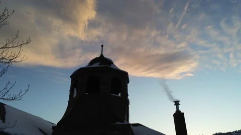 Beautiful building tower - Drone camera up into sky and back down Video stock 138260219