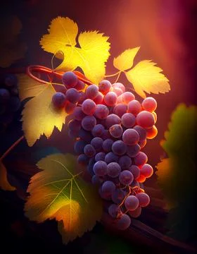 Beautiful bunches of grapes in the bright rays of sunlight Foto stock