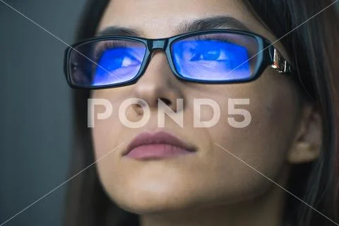 The beautiful businesswoman in glasses Stock Photos