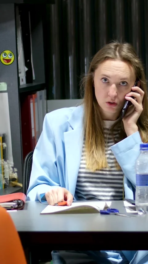 Beautiful businesswoman thinking of problem solution in office. Attractive young Stock Footage 271072985