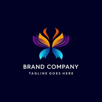 Beautiful Butterfly Gradient Logo Stock Illustration
