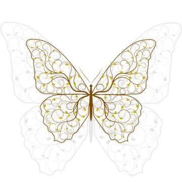 Beautiful butterfly with plant pattern Stock Illustration