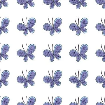 Beautiful butterfly seamless pattern. Vector illustration Stock Illustration