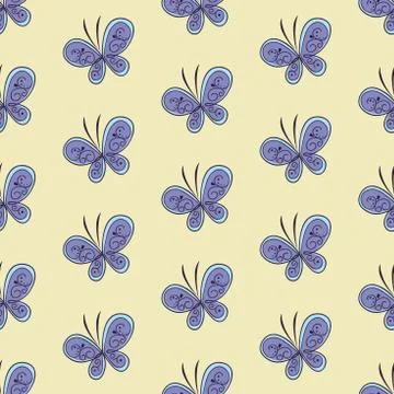 Beautiful butterfly seamless pattern. Vector illustration Stock Illustration