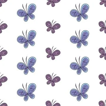 Beautiful butterfly seamless pattern. Vector illustration Stock Illustration