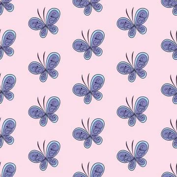 Beautiful butterfly seamless pattern. Vector illustration Stock Illustration