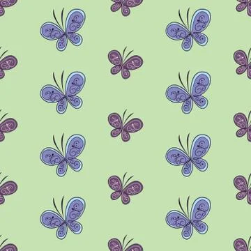 Beautiful butterfly seamless pattern. Vector illustration Stock Illustration