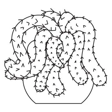Beautiful cactus with hanging branches in a ceramic pot in doodle style. Stock Illustration