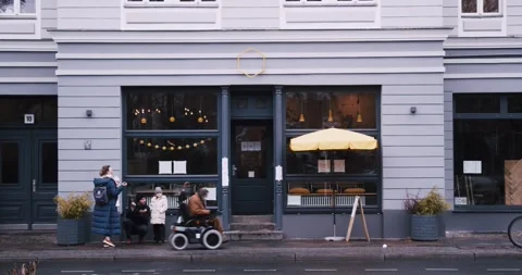 Beautiful cafe inside neoclassical building in Moabit Berlin February 2021 Stock Footage 334113963