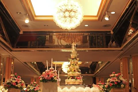 Beautiful cake for wedding reception Stock Photos