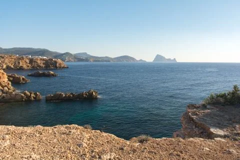 Beautiful Cala Comte Beach, Sant Antoni de Portmany, Ibiza, Balearic Islands, Stock Photos