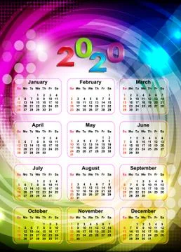 Beautiful calendar 2020 printable Stock Illustration