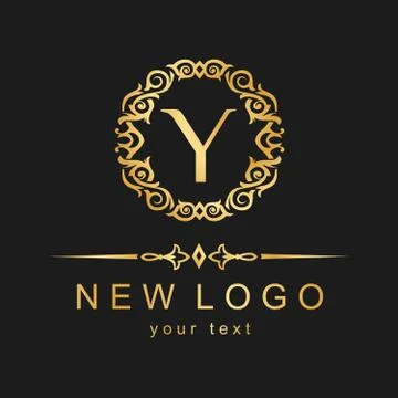 Beautiful calligraphic logo. Patterned letter with an ornament. Stock Illustration