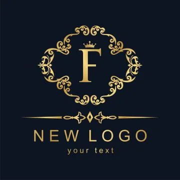 Beautiful calligraphic logo. Patterned letter with an ornament. Stock Illustration