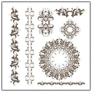 Beautiful calligraphic patterns Stock Illustration