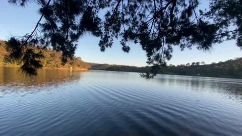 Beautiful Calm Lake at Sunrise, Lake Lyell, Australia (4K UHD) Stock Footage