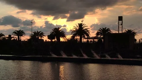 Beautiful calm sunset with clouds on the sea, Batumi,Georgia Stock-Footage 237178611