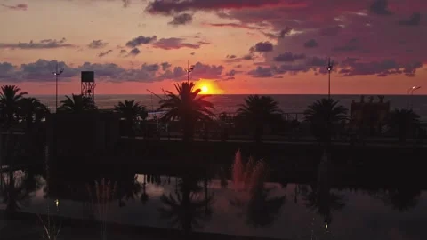 Beautiful calm sunset with clouds on the sea, Batumi,Georgia 库存影片 237184865