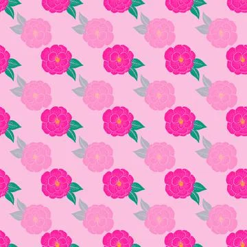 Beautiful camellia seamless vector pattern background design Stock Illustration