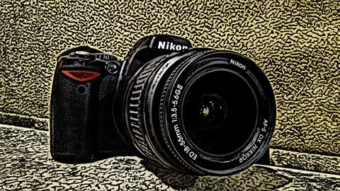 Beautiful camera from NIKON. Stock Illustration