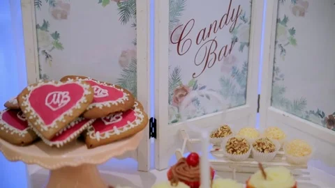 A beautiful candy bar in the hall 库存影片 73351382