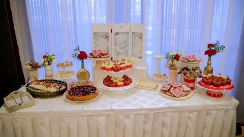 A beautiful candy bar in the hall Stock Footage 73351543