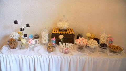 Beautiful candy bar at the wedding Video stock 89199175