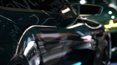 Beautiful car reflection on auto show Stock Footage 86779115