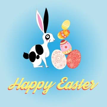 Beautiful card with bunny for Easter Stock Illustration