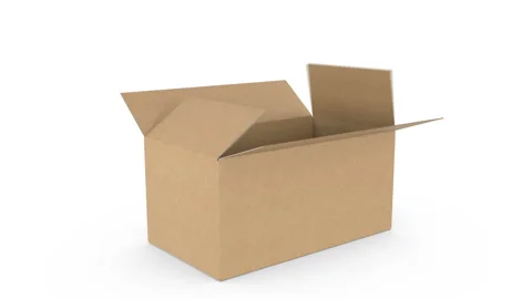 Beautiful Cardboard Box Fast Fall Down, Opening and Closing on White Backgrounds Stock Footage 114972194
