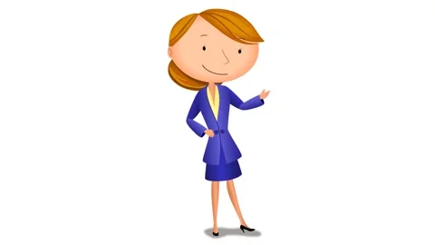 Beautiful cartoon girl talking and explaining background and 2d animation Stock Footage 249951253