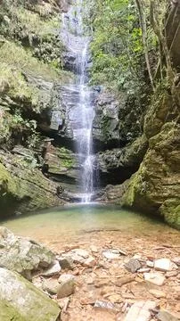 Beautiful cascade in Serra da Canastra area, around Delfinopolis town in Mi.. Stock Photos