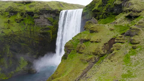 Beautiful cascade of Skogafoss, Iceland. Stock Footage 249303073
