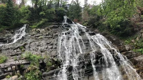 Beautiful Cascading Waterfall Close Up View. Alberta, Canada. 스톡 동영상 130404428