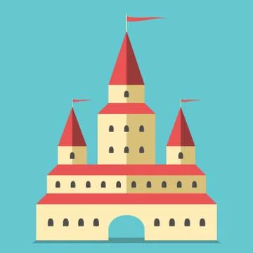 Beautiful castle, flat style Stock Illustration