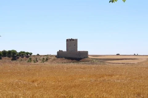 Beautiful castle stone ancient medieval tower fort high Spain Fotos Stock