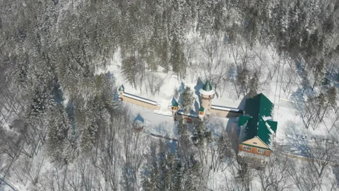 Beautiful castle with a tower in winter Stock Footage 149585772