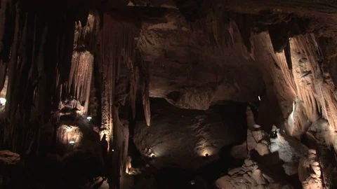 Beautiful cave with spots of light Stock Footage 74062336
