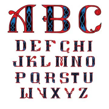 Beautiful Celtic font with patterns Illustrazione stock