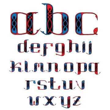 Beautiful Celtic font with patterns Stock Illustration