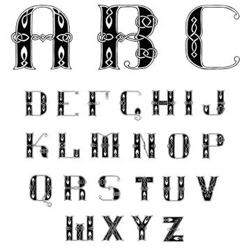 Beautiful Celtic font with patterns Stock Illustration