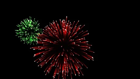 Beautiful cg fireworks in celebration day, alpha Stock Footage