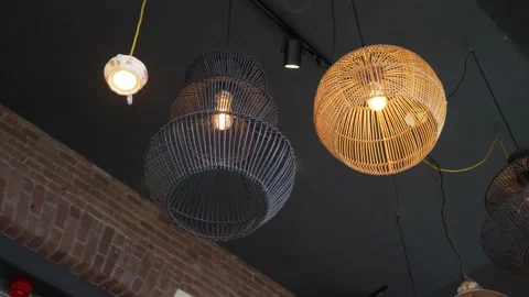 Beautiful chandeliers with soft warm light. Power consumption. Video 4K Stock Footage 221224006