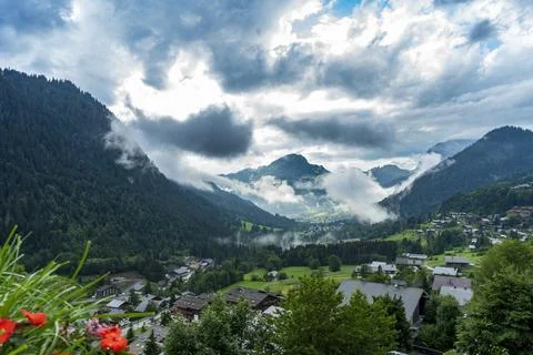 Beautiful Chatel mountain landscape in summer Stock Photos