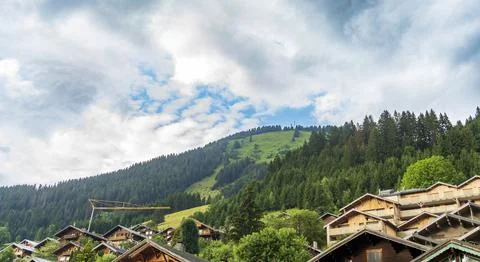 Beautiful Chatel mountain landscape in summer Stock Photos